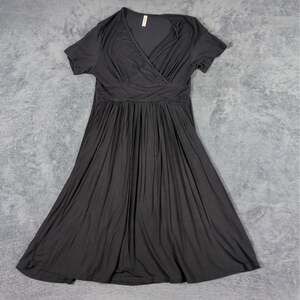 WEACZZY Women's Black Summer Dress Casual Short Sleeve Dresses Wrap V-Neck Large